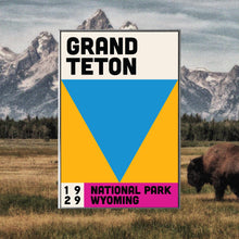 Grand Teton National Park Mid Century Poster  Abstract Travel Poster  Minimalist Art Print  National Park Poster  Wyoming Poster 1784192511