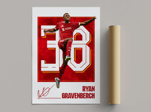 Gravenberch Poster Football Poster, Liverpool Soccer Wall Art Gift For Fans 4392454219