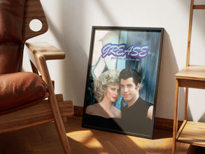 Grease Poster, Retro Movie Poster, Vintage Poster, John Travolta, Danny and Sandy, Olivia Newton-John, Musical Film Poster, Gift for Her 4309052999