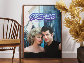 Grease Poster, Retro Movie Poster, Vintage Poster, John Travolta, Danny and Sandy, Olivia Newton-John, Musical Film Poster, Gift for Her 4309052999