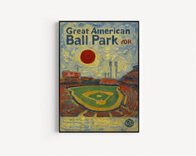 Great American Ball Park Poster, Reds Poster, Minimalist, Helvetica, Mid-Century Modern, Baseball Art, Baseball Stadium Poster, Cincinnati