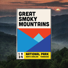 Great Smoky Mountains National Park Mid Century Poster  Abstract Travel Poster  Minimalist Art Print  National Park Poster 1769991756