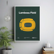 Green Bay Packers Poster, Lambeau Field Stadium Print, Mid Century Modern Football Post-RVOPJN