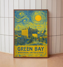 Green Bay Poster Print, Green Bay Travel Poster, Green Bay Van Gogh Style Wall Art, Green Bay, Wisconsin, United States