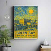 Green Bay Poster Print, Green Bay Travel Poster, Green Bay Van Gogh Style Wall Art, Green Bay, Wisconsin, United States