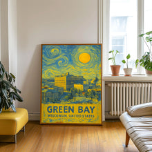 Green Bay Poster Print, Green Bay Travel Poster, Green Bay Van Gogh Style Wall Art, Green Bay, Wisconsin, United States