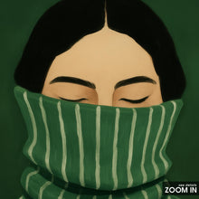 Green Turtleneck Girl Poster – Minimal Moody Wall Art, Introvert Aesthetic Print, Quiet Confidence Illustration 4302932835
