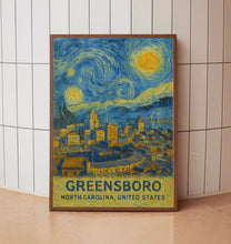 Greensboro Poster Print, Greensboro Travel Poster, Greensboro Van Gogh Style Wall Art, Greensboro, North Carolina, United States