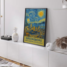 Greensboro Poster Print, Greensboro Travel Poster, Greensboro Van Gogh Style Wall Art, Greensboro, North Carolina, United States