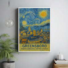 Greensboro Poster Print, Greensboro Travel Poster, Greensboro Van Gogh Style Wall Art, Greensboro, North Carolina, United States