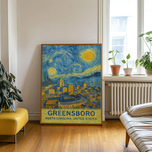 Greensboro Poster Print, Greensboro Travel Poster, Greensboro Van Gogh Style Wall Art, Greensboro, North Carolina, United States