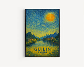 Guilin Poster Print, Guilin Travel Poster, Guilin Van Gogh Style Wall Art, Guilin, China