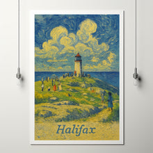 Halifax Canada  Lighthouse Art, Canvas and Poster, Family Seaside, Nova Scotia Wall Art, Canada Travel Souvenir, Van Gogh Style Print