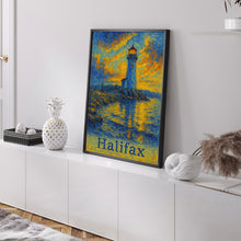 Halifax Canada, Lighthouse Van Gogh Style, Coastal Art Print, Ocean Sunset Digital Download Nautical Wall Decor, Canada Digital Art