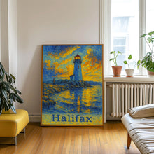 Halifax Canada, Lighthouse Van Gogh Style, Coastal Art Print, Ocean Sunset Digital Download Nautical Wall Decor, Canada Digital Art