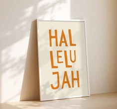 Hallelujah Print, Trendy Christian Wall Art, Orange Christian Poster, Jesus Typography Poster, Minimalist Poster, Faith Print, Wall Decor 4307890473 1410