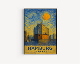Hamburg Poster Print, Hamburg Travel Poster, 1Hamburg Van Gogh Style Wall Art, Hamburg, Germany