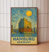 Hamburg Poster Print, Hamburg Travel Poster, Hamburg Van Gogh Style Wall Art, Hamburg, Germany
