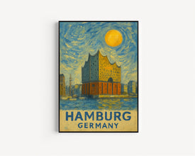 Hamburg Poster Print, Hamburg Travel Poster, Hamburg Van Gogh Style Wall Art, Hamburg, Germany