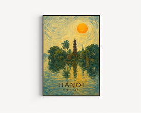 Hanoi Poster Print, Hanoi Travel Poster, Hanoi Van Gogh Style Wall Art, Hanoi, Vietnam