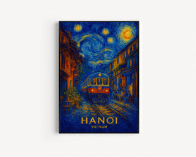 Hanoi Travel Poster - Vietnam Wall Art Print, Cafe Illustration Artwork, Home & Office decor, Gift idea, Train Street Travel print (3)