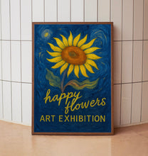 Happy Flowers Print 002 - Flower Gallery Art Exhibition, Abstract Flowers, Retro Colourful Flowers, Botanical Gallery Wall, Flower Market