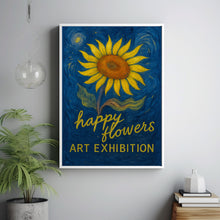 Happy Flowers Print 002 - Flower Gallery Art Exhibition, Abstract Flowers, Retro Colourful Flowers, Botanical Gallery Wall, Flower Market