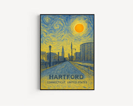 Hartford Poster Print, Hartford Travel Poster, Hartford Van Gogh Style Wall Art, Hartford, Connecticut, United States