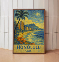 Hawaii Honolulu Travel Poster, Honolulu Hawaii Travel Poster Print, Hawaii Travel Poster Wall Art, Hawaii Islands, Coastal Travel Poster