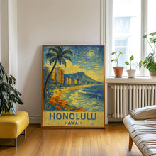 Hawaii Honolulu Travel Poster, Honolulu Hawaii Travel Poster Print, Hawaii Travel Poster Wall Art, Hawaii Islands, Coastal Travel Poster