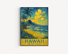 Hawaii Kauai Travel Poster, Maui Hawaii Travel Poster Print, Hawaii Travel Poster Wall Art, Hawaii Islands, Coastal Travel Poster