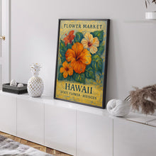 Hawaii State Flower Art Print, Hawaiian Hibiscus 1960s Wall Art, Neutral Botanical Pastel Artwork, Hawaii Flower Market Decor, C31-47