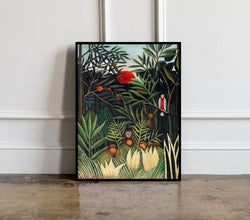 Henri Rousseau Monkeys and Parrot, Henri Rousseau print, Henri Rousseau poster, Tropical wall art, Tropical exhibition poster 1167439846