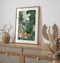 Henri Rousseau The Equatorial Jungle Print with Flamingo, Jungle tropical poster, Tropical wall art, Henri Rousseau poster, Wall Decor 1441908530