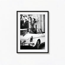 High Heels in Classic Car Print, Vintage Woman Antique Car Black and White Wall Art, Vintage Print, Photography Prints, Museum Quality Print 1606604306
