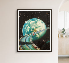 Highway Home  Sci-Fi Poster by Taudalpoi Retro Space Art, Vintage Collage, Sci-Fi Poster, Surreal Art, Retro Art, Cosmic Art, Nasa Poster 1343312172