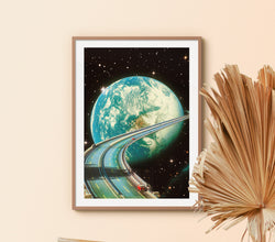 Highway Home  Sci-Fi Poster by Taudalpoi Retro Space Art, Vintage Collage, Sci-Fi Poster, Surreal Art, Retro Art, Cosmic Art, Nasa Poster 1343312172