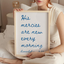 His Mercies Are New Every Morning, Christian Wall Art, Coastal Granddaughter Prints, Blue Wall Art, Trendy Apartment Decor, Bible Verse Art 1797435647