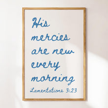 His Mercies Are New Every Morning, Christian Wall Art, Coastal Granddaughter Prints, Blue Wall Art, Trendy Apartment Decor, Bible Verse Art 1797435647