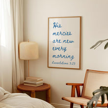 His Mercies Are New Every Morning, Christian Wall Art, Coastal Granddaughter Prints, Blue Wall Art, Trendy Apartment Decor, Bible Verse Art 1797435647