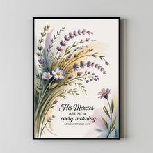 His Mercies Bible Verse Wall Art, Christian Scripture Print, Floral Prints, Jesus Artwork