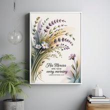 His Mercies Bible Verse Wall Art, Christian Scripture Print, Floral Prints, Jesus Artwork