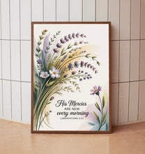 His Mercies Bible Verse Wall Art, Christian Scripture Print, Floral Prints, Jesus Artwork