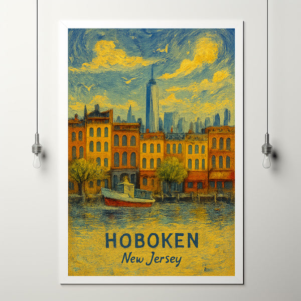 Hoboken Travel Print Wall Art, Hoboken - New Jersey City Print, Hoboken Travel Gift, Hoboken City Poster, Van Gogh style Travel Gift