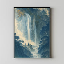 Hokusai Japanese Blue Waterfall Wall Art Landscape Poster Print Blue Japanese Home Decor