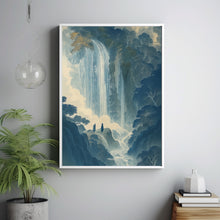 Hokusai Japanese Blue Waterfall Wall Art Landscape Poster Print Blue Japanese Home Decor