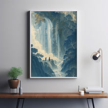Hokusai Japanese Blue Waterfall Wall Art Landscape Poster Print Blue Japanese Home Decor