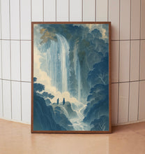 Hokusai Japanese Blue Waterfall Wall Art Landscape Poster Print Blue Japanese Home Decor
