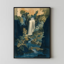 Hokusai Ukiyo-e Japanese Waterfall Wall Art Landscape Poster Print Blue Japanese Home Decor