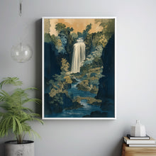 Hokusai Ukiyo-e Japanese Waterfall Wall Art Landscape Poster Print Blue Japanese Home Decor